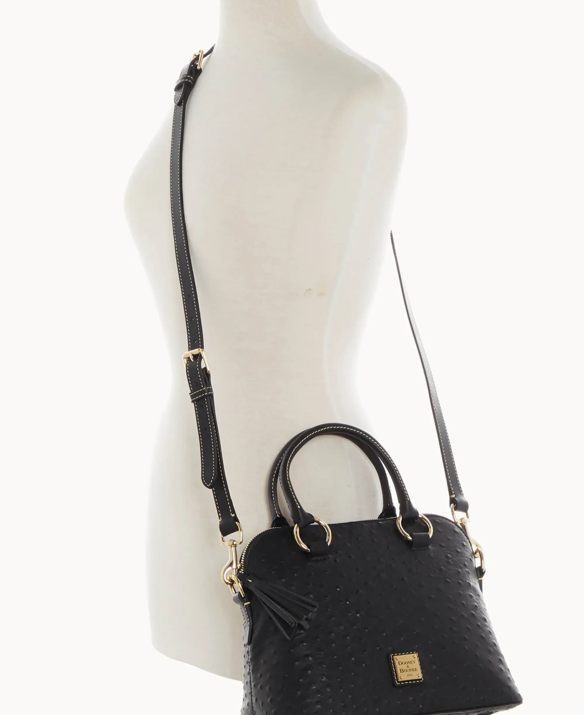 Dooney & Bourke Exotic Leather|Shoulder Bags<Ostrich Domed Satchel Black