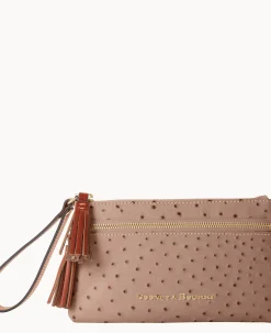 Dooney & Bourke Grab and Go|Wristlets<Ostrich Double Zip Wristlet Light Taupe