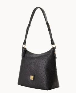 Dooney & Bourke Exotic Leather|Shoulder Bags<Ostrich Hobo Black