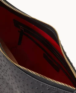 Dooney & Bourke Exotic Leather|Shoulder Bags<Ostrich Hobo Black