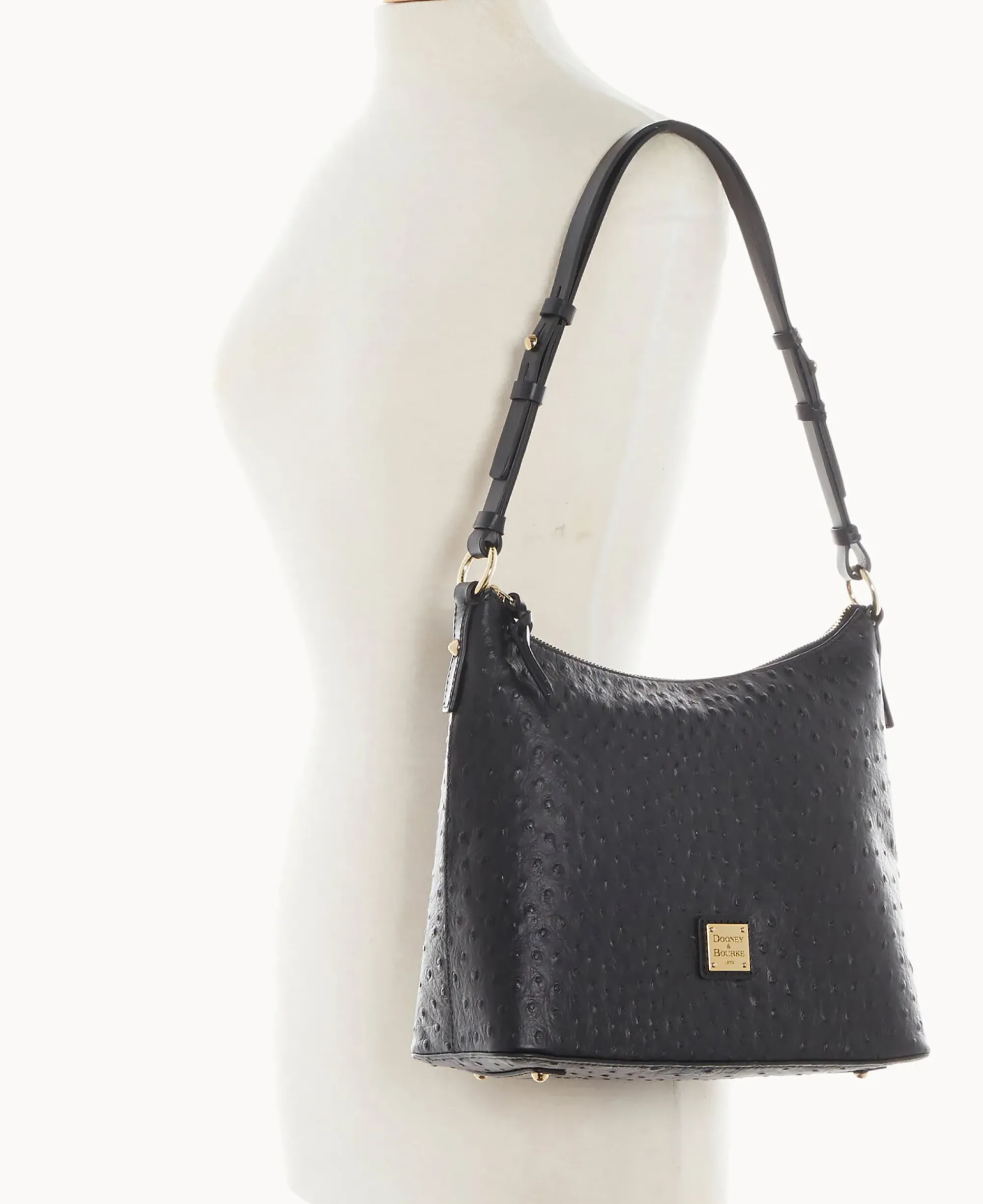 Dooney & Bourke Exotic Leather|Shoulder Bags<Ostrich Hobo Black