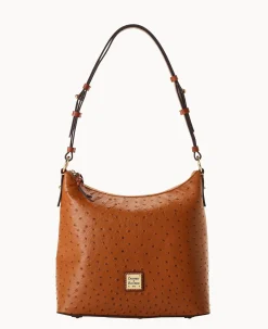 Dooney & Bourke Exotic Leather|Shoulder Bags<Ostrich Hobo Caramel