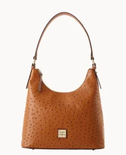 Dooney & Bourke Exotic Leather|Shoulder Bags<Ostrich Hobo Caramel
