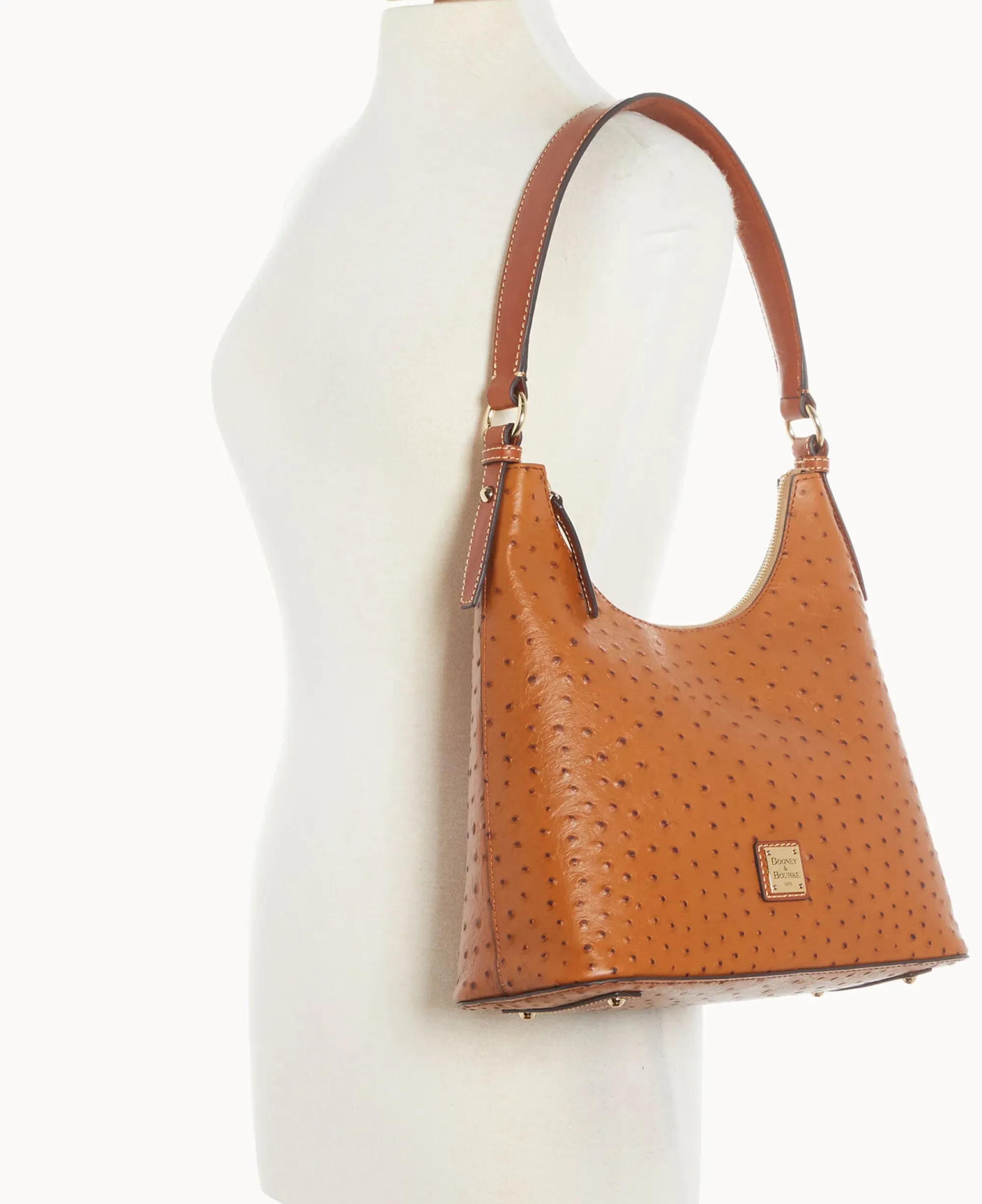 Dooney & Bourke Exotic Leather|Shoulder Bags<Ostrich Hobo Caramel