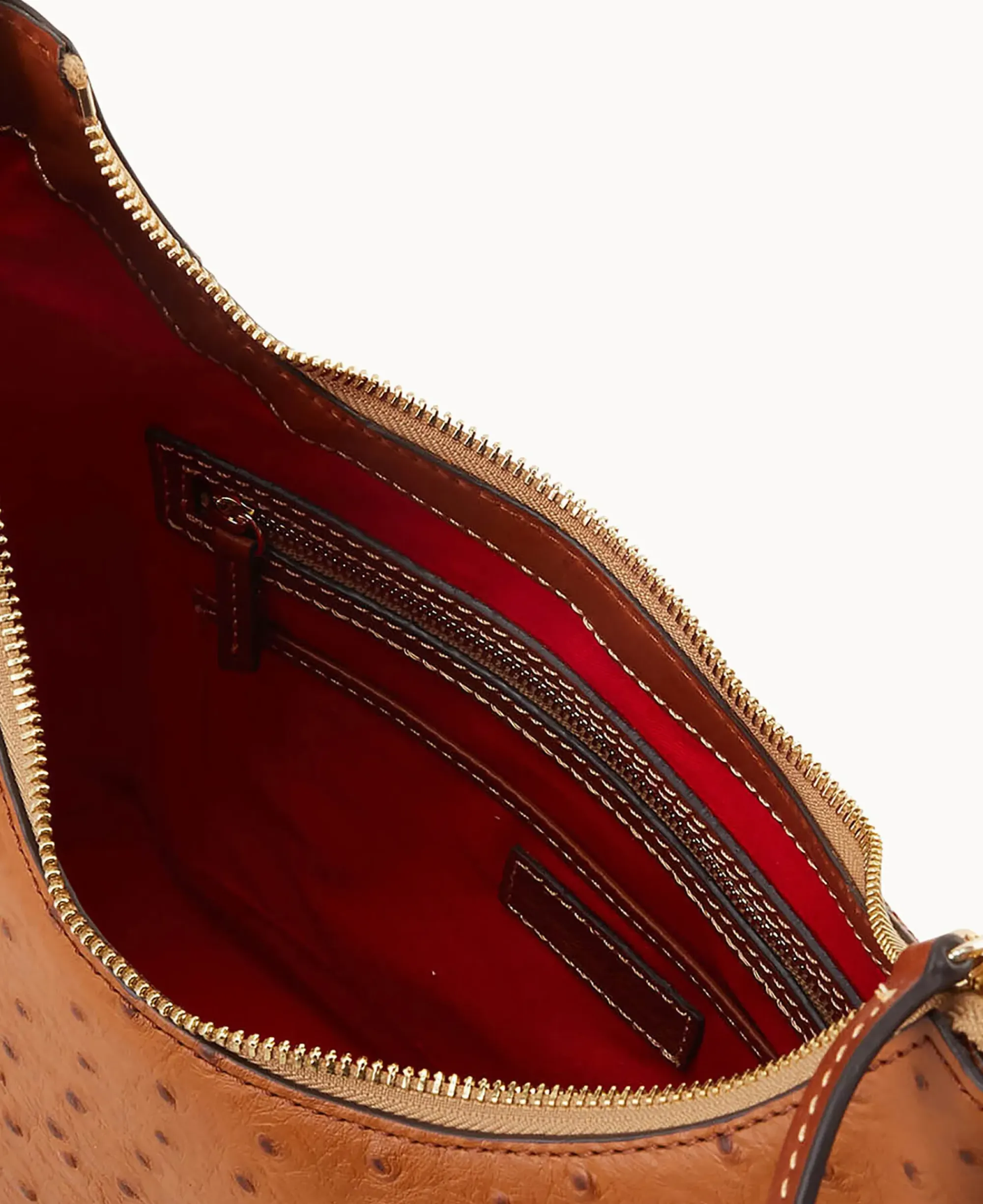 Dooney & Bourke Exotic Leather|Shoulder Bags<Ostrich Hobo Caramel