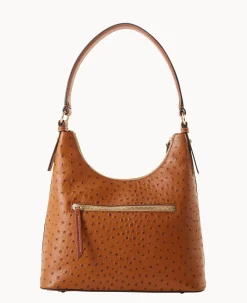 Dooney & Bourke Exotic Leather|Shoulder Bags<Ostrich Hobo Caramel