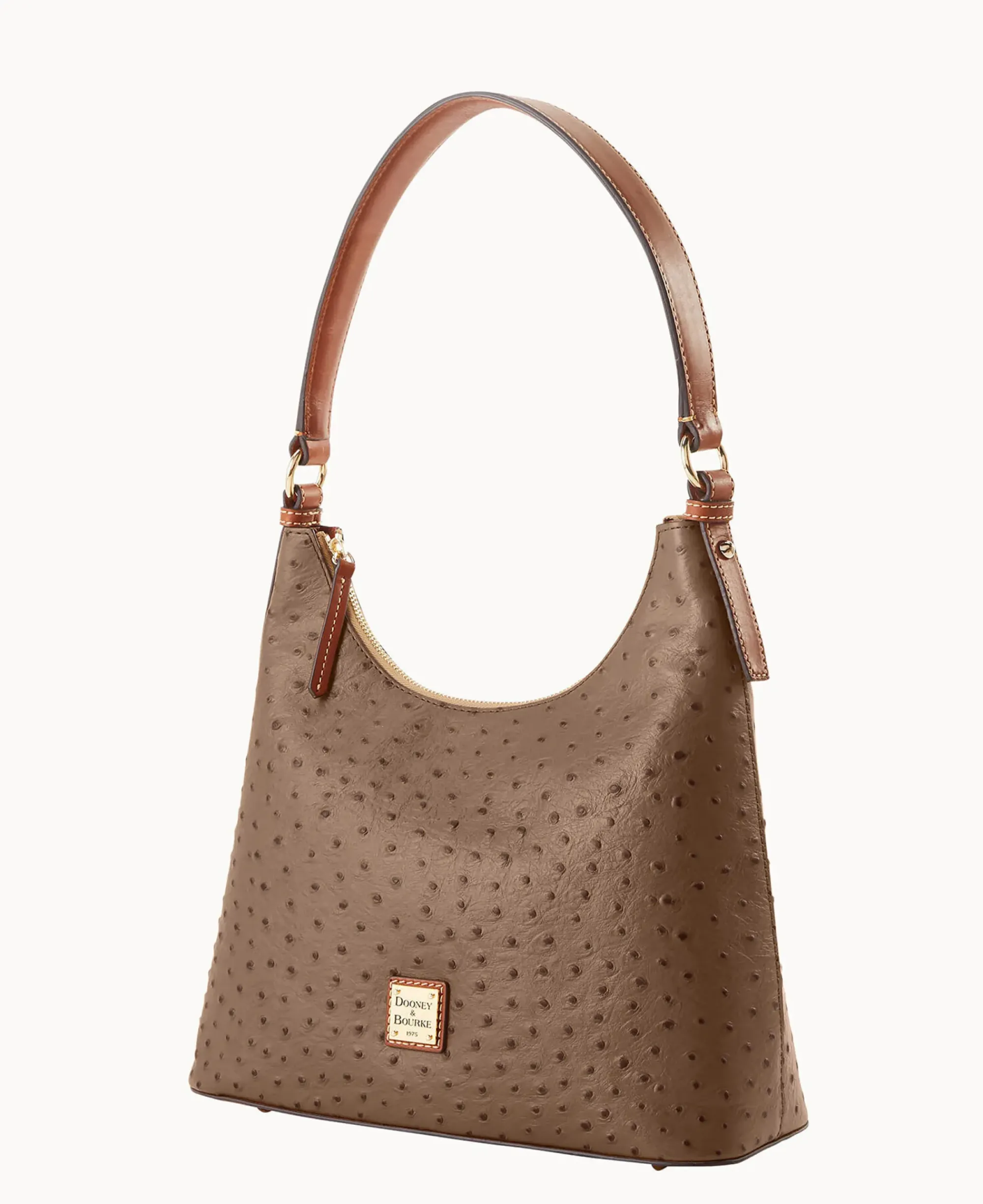 Dooney & Bourke Exotic Leather|Shoulder Bags<Ostrich Hobo Mushroom