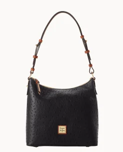 Dooney & Bourke Exotic Leather|Shoulder Bags<Ostrich Hobo Black