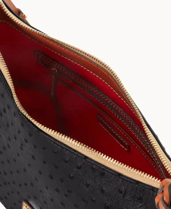 Dooney & Bourke Exotic Leather|Shoulder Bags<Ostrich Hobo Black