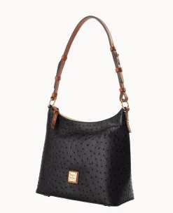 Dooney & Bourke Exotic Leather|Shoulder Bags<Ostrich Hobo Black