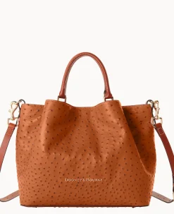 Dooney & Bourke Exotic Leather|Shoulder Bags<Ostrich Large Barlow Caramel