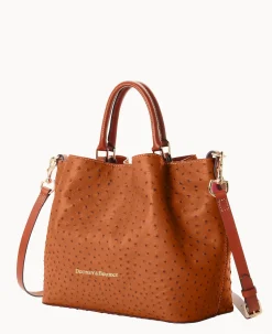 Dooney & Bourke Exotic Leather|Shoulder Bags<Ostrich Large Barlow Caramel
