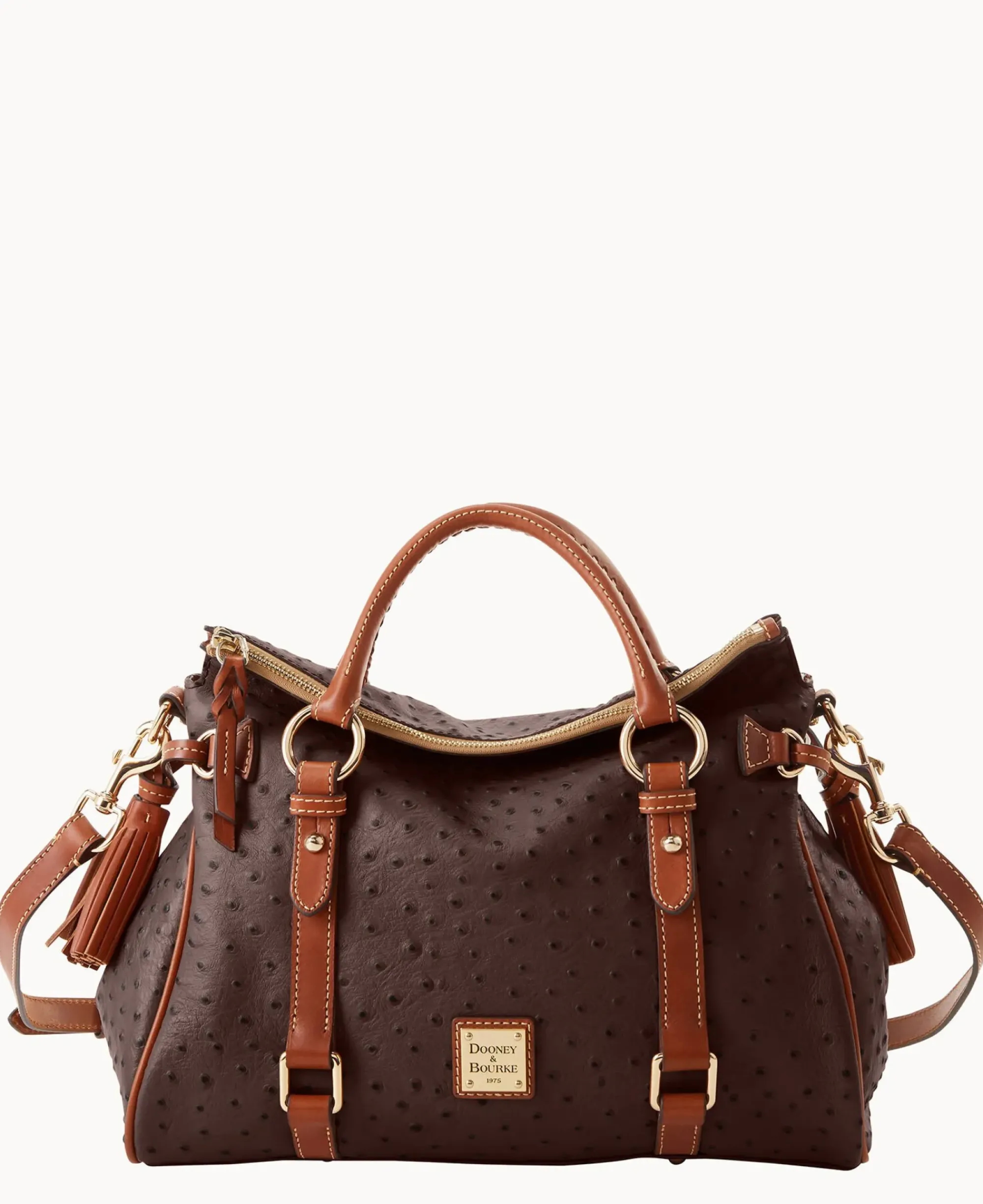 Dooney & Bourke Exotic Leather|Shoulder Bags<Ostrich Large Satchel Brown Tmoro