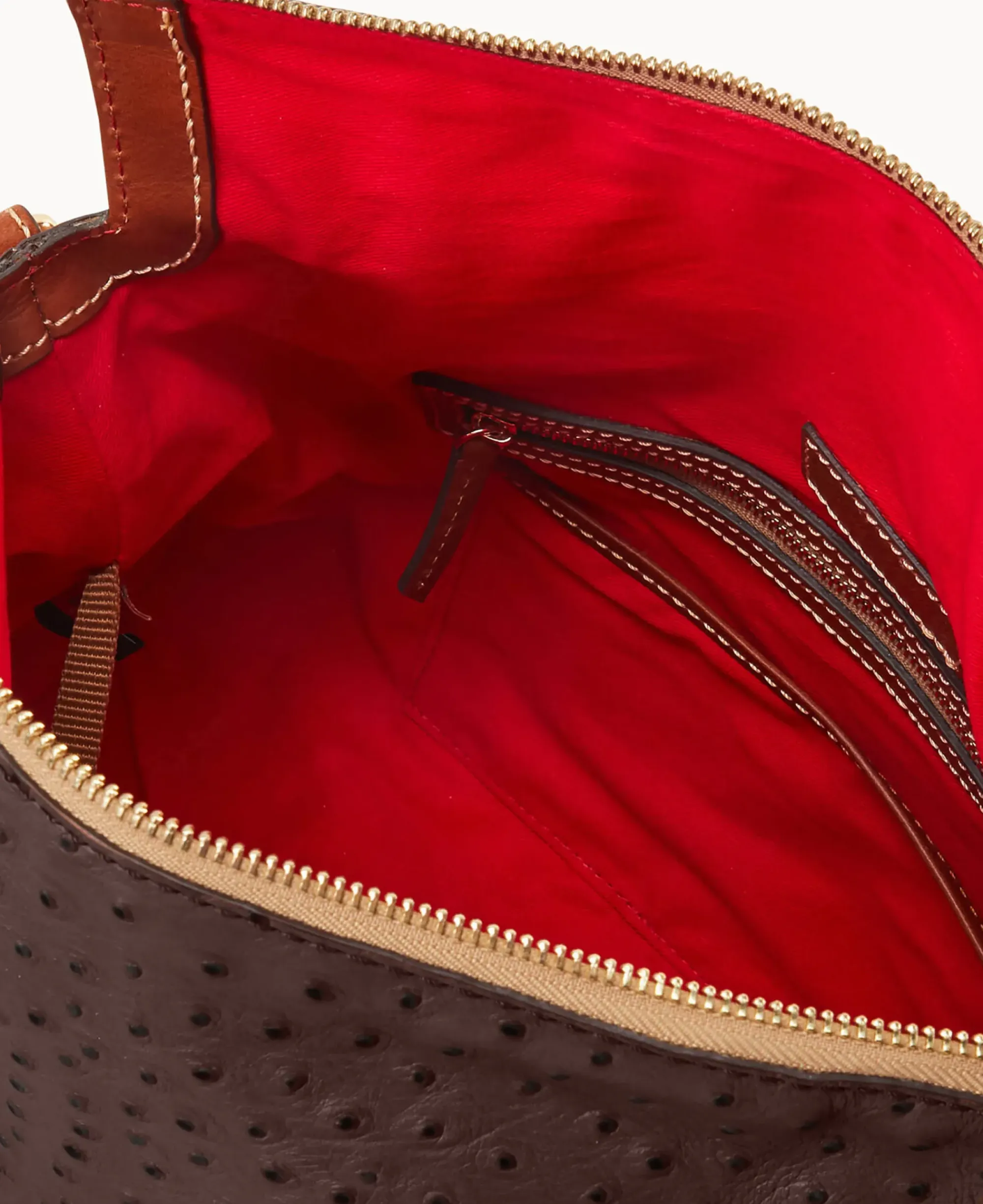 Dooney & Bourke Exotic Leather|Shoulder Bags<Ostrich Large Satchel Brown Tmoro