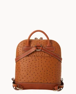 Dooney & Bourke Ready For the Getaway|Exotic Leather<Ostrich Pod Backpack Caramel