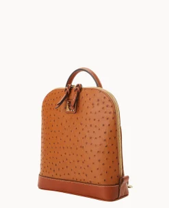 Dooney & Bourke Ready For the Getaway|Exotic Leather<Ostrich Pod Backpack Caramel