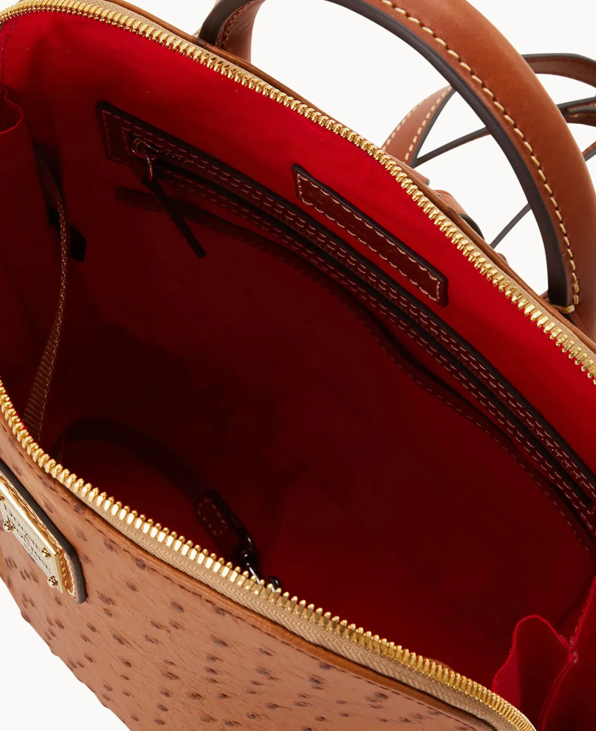 Dooney & Bourke Ready For the Getaway|Exotic Leather<Ostrich Pod Backpack Caramel