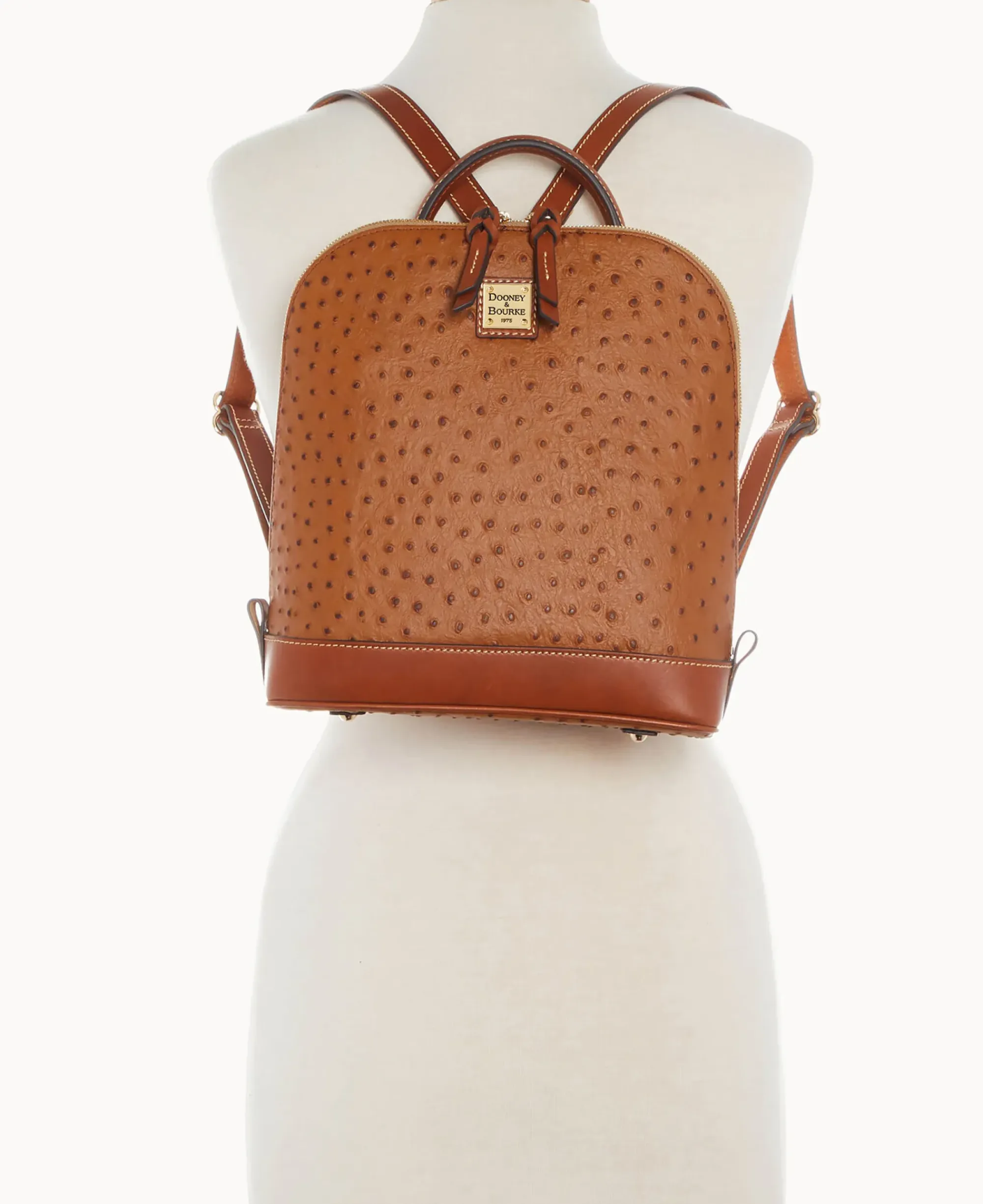 Dooney & Bourke Ready For the Getaway|Exotic Leather<Ostrich Pod Backpack Caramel
