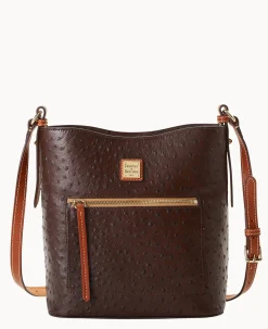 Dooney & Bourke Exotic Leather|Shoulder Bags<Ostrich Ridley Brown Tmoro