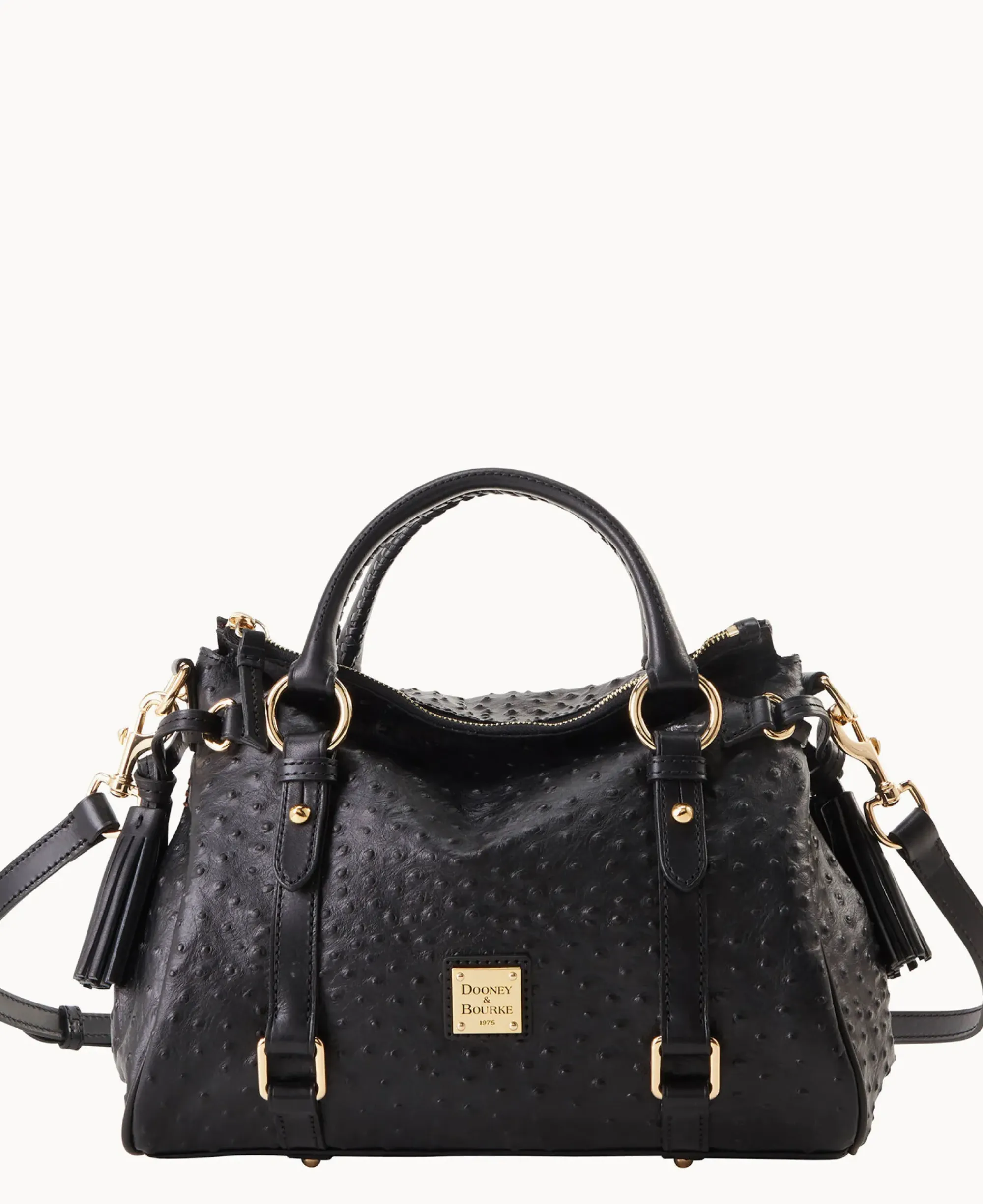 Dooney & Bourke Exotic Leather|Shoulder Bags<Ostrich Satchel Black