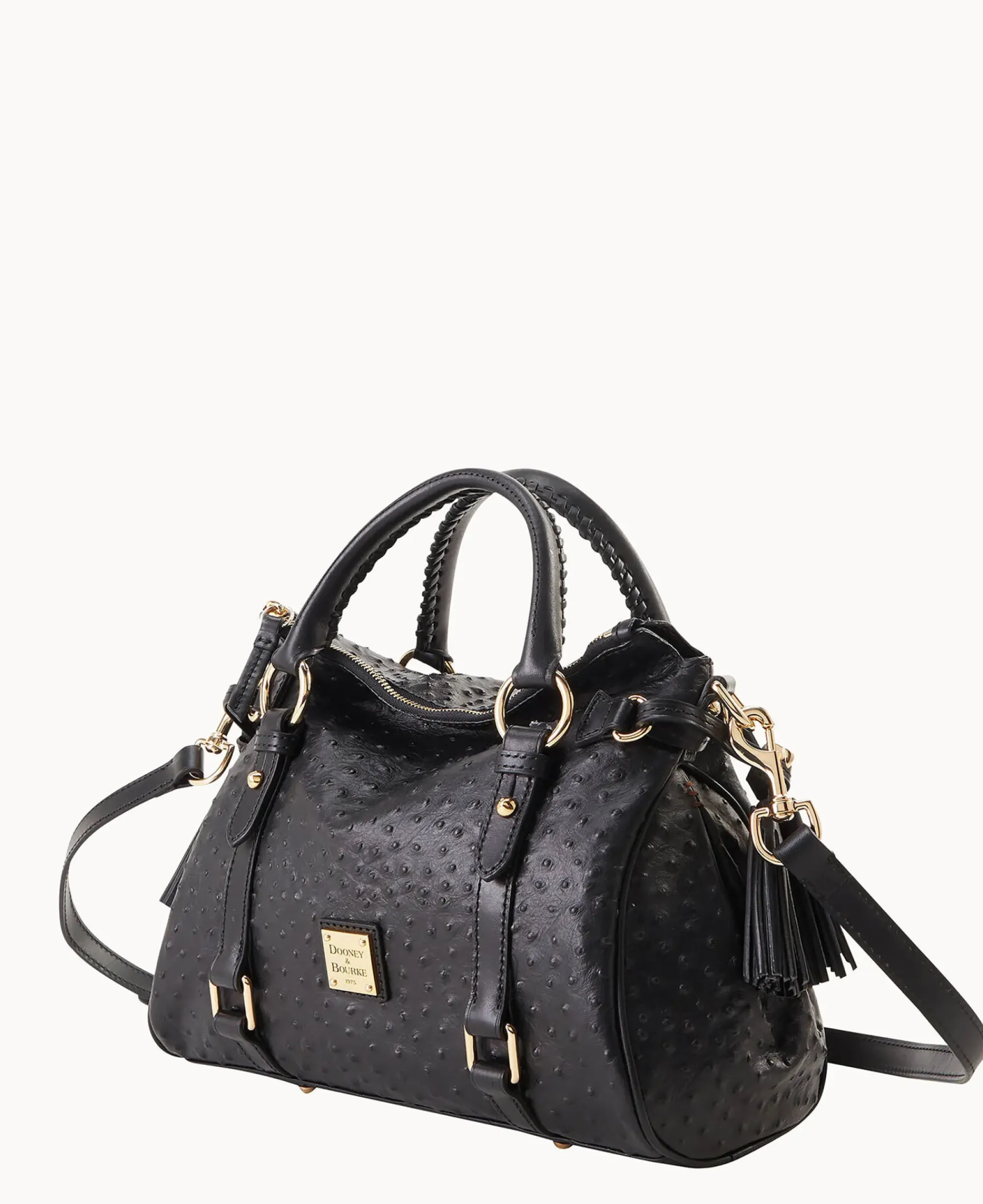 Dooney & Bourke Exotic Leather|Shoulder Bags<Ostrich Satchel Black