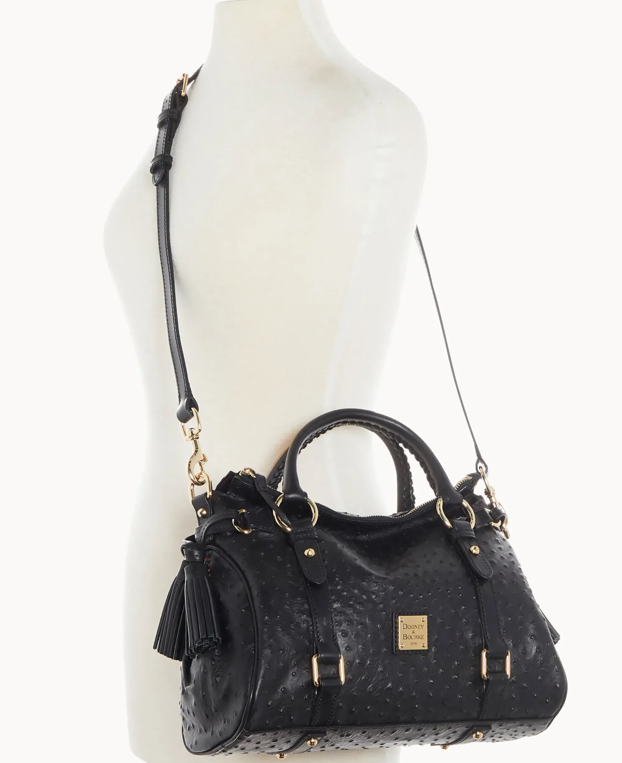 Dooney & Bourke Exotic Leather|Shoulder Bags<Ostrich Satchel Black