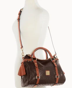 Dooney & Bourke Exotic Leather|Shoulder Bags<Ostrich Satchel Brown Tmoro