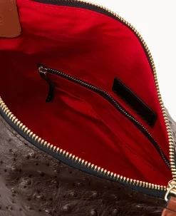 Dooney & Bourke Exotic Leather|Shoulder Bags<Ostrich Satchel Brown Tmoro