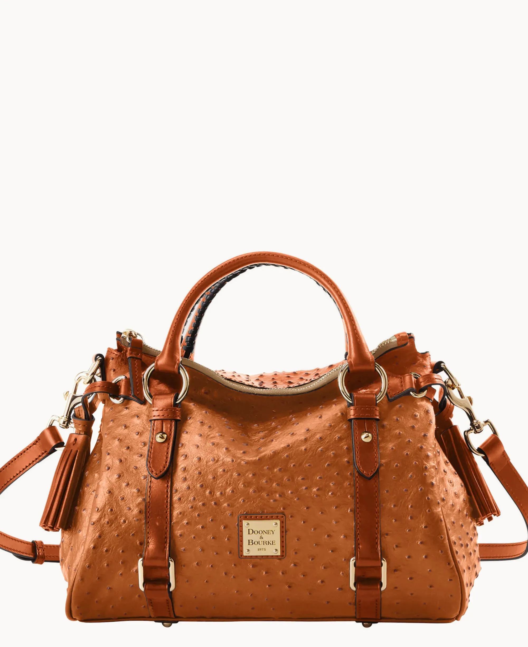 Dooney & Bourke Exotic Leather|Shoulder Bags<Ostrich Satchel Caramel