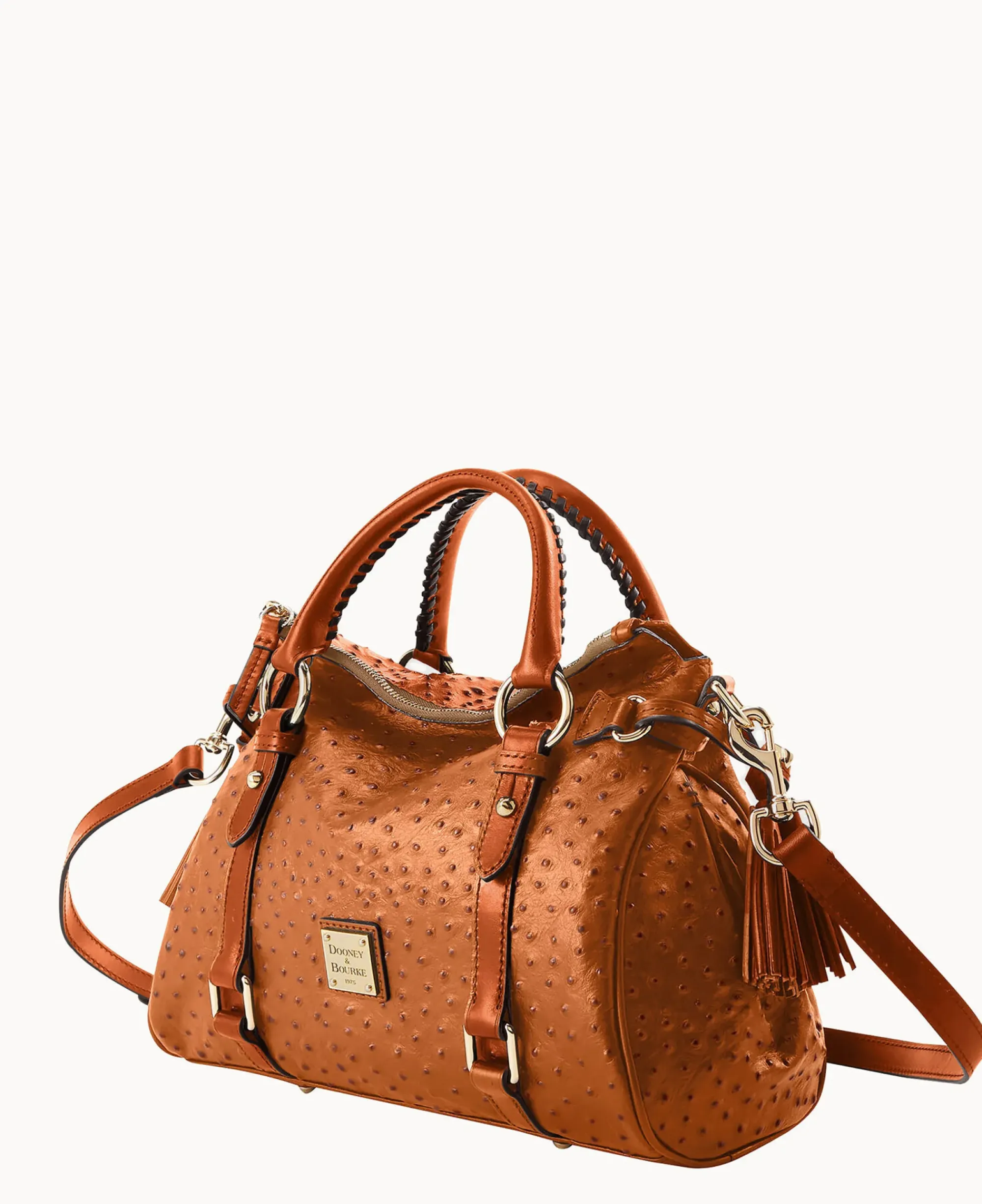 Dooney & Bourke Exotic Leather|Shoulder Bags<Ostrich Satchel Caramel
