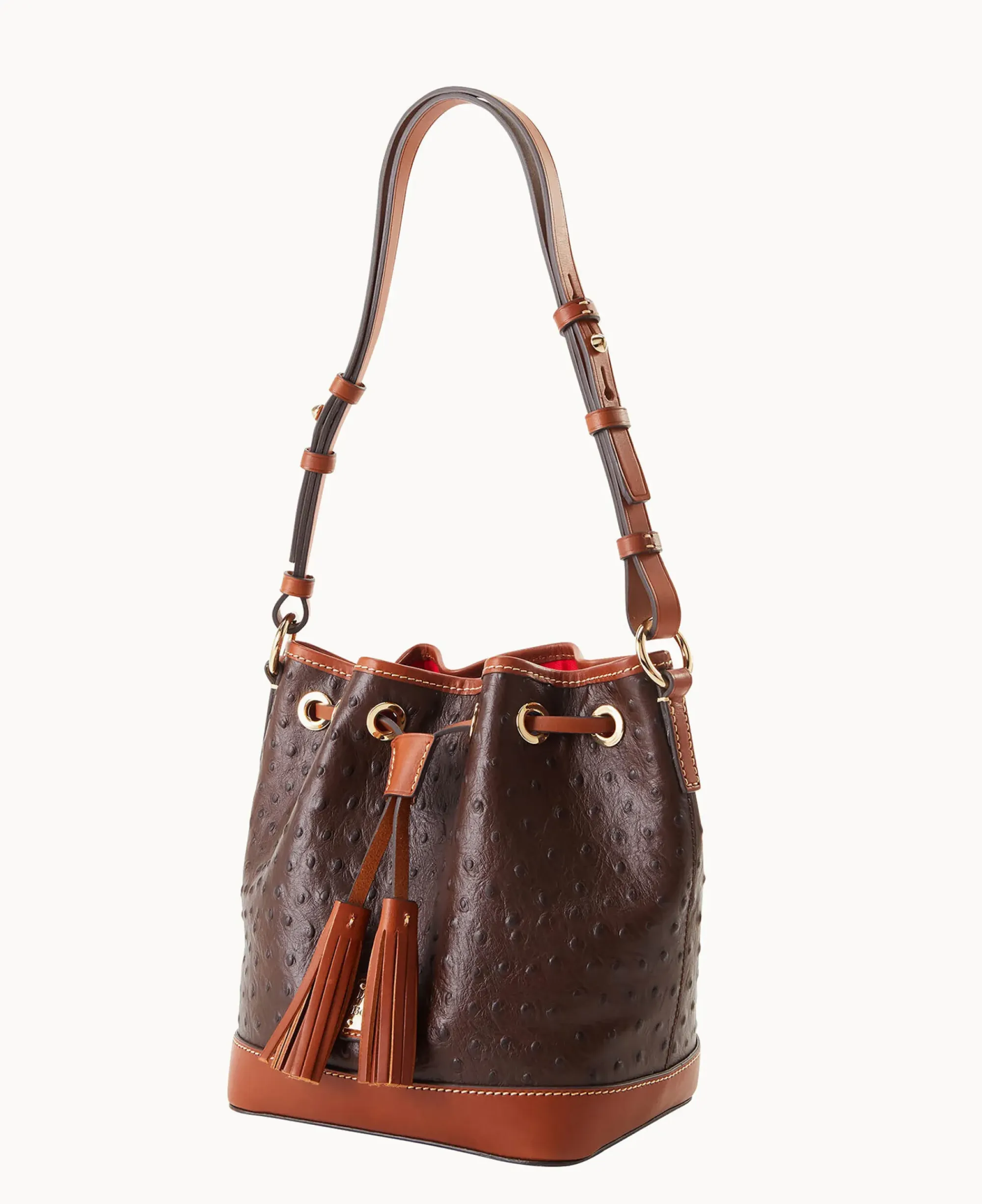 Dooney & Bourke Exotic Leather|Mini Bags<Ostrich Small Drawstring Brown Tmoro
