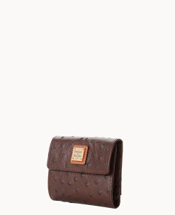 Dooney & Bourke Grab and Go|Wallets<Ostrich Small Flap Credit Card Wallet Brown Tmoro