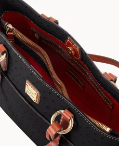 Dooney & Bourke Exotic Leather|Mini Bags<Ostrich Small Gretchen Tote Black