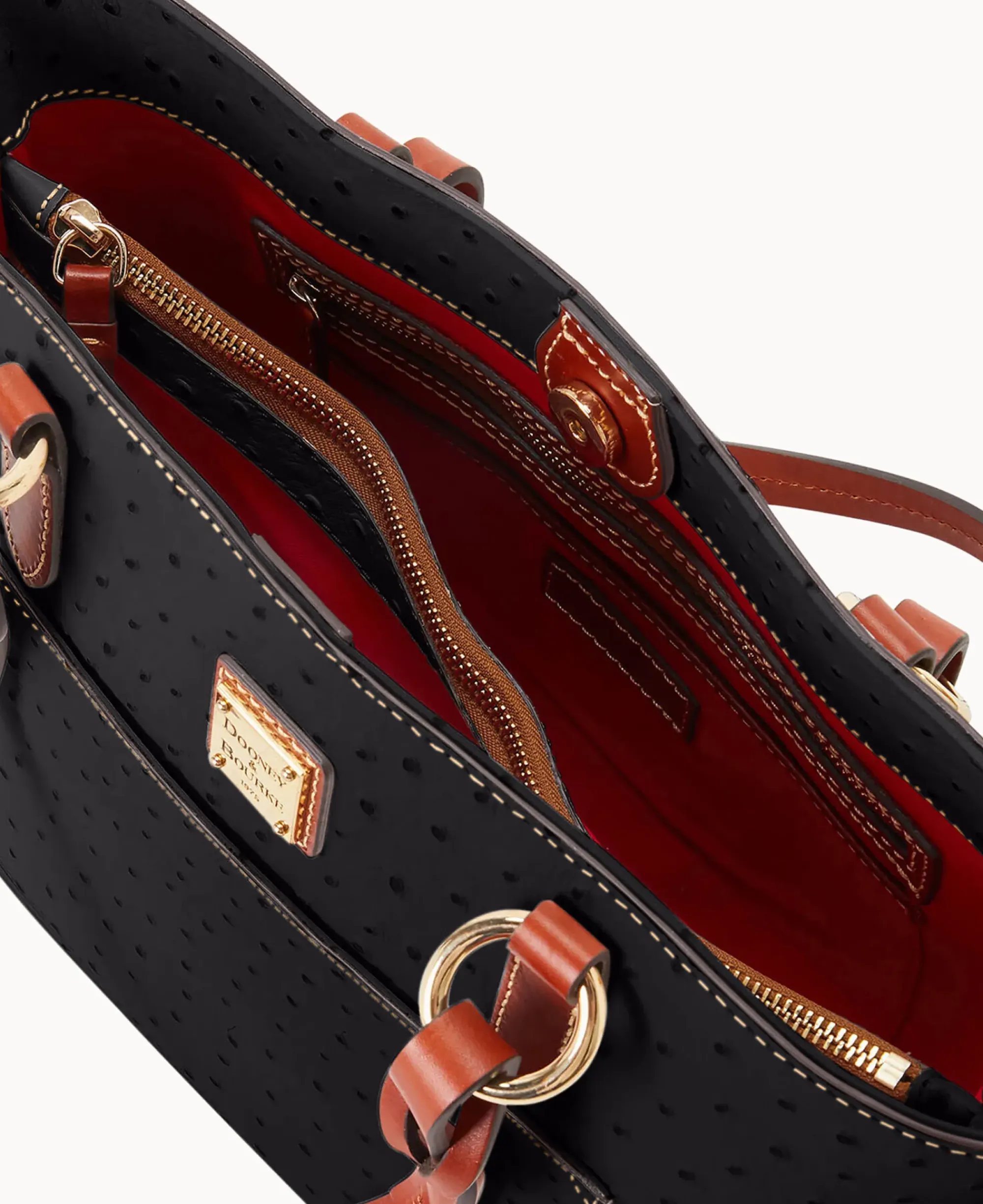 Dooney & Bourke Exotic Leather|Mini Bags<Ostrich Small Gretchen Tote Black