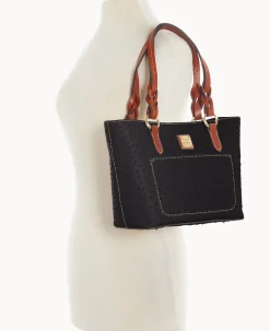 Dooney & Bourke Exotic Leather|Mini Bags<Ostrich Small Gretchen Tote Black