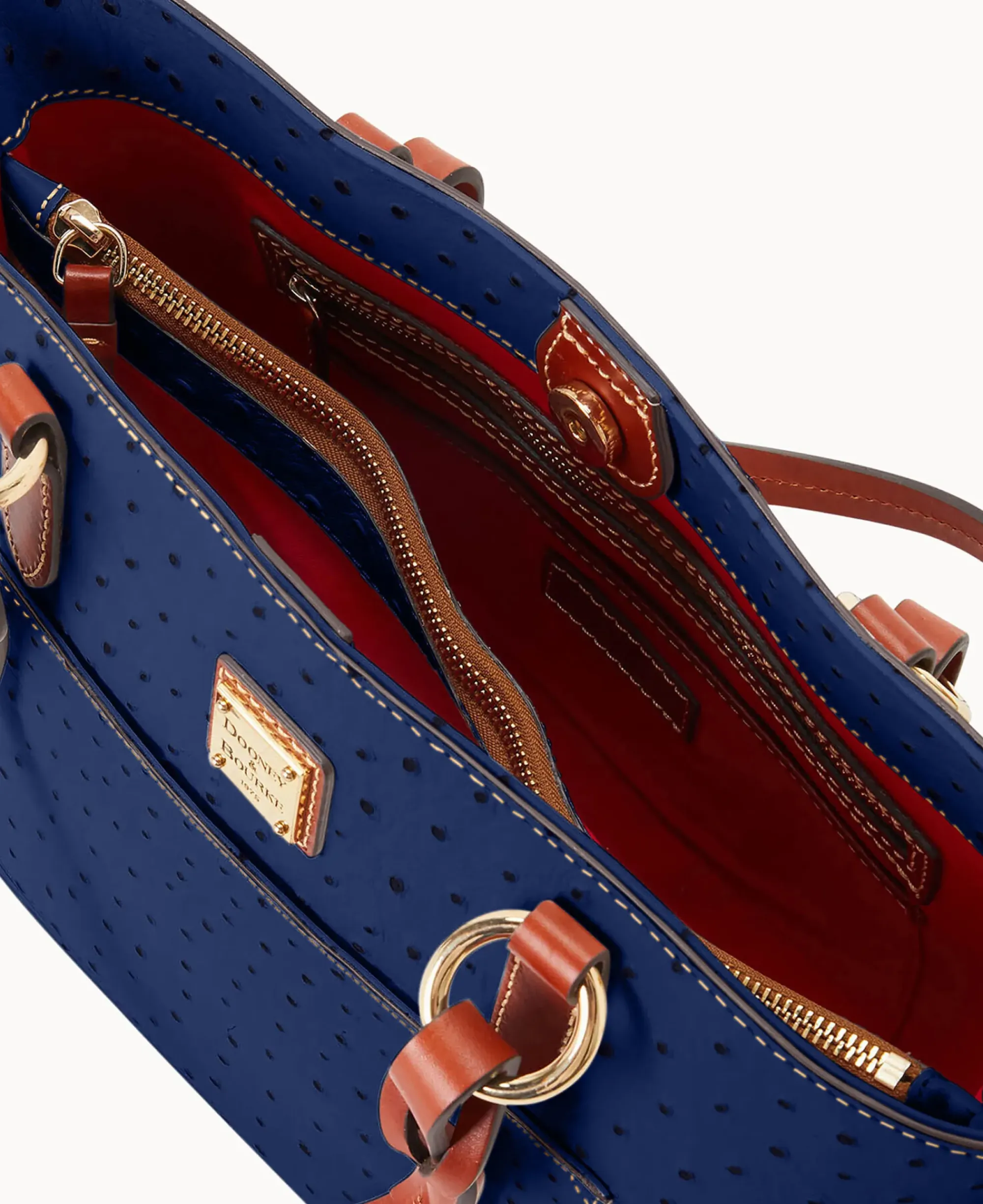 Dooney & Bourke Exotic Leather|Mini Bags<Ostrich Small Gretchen Tote Navy