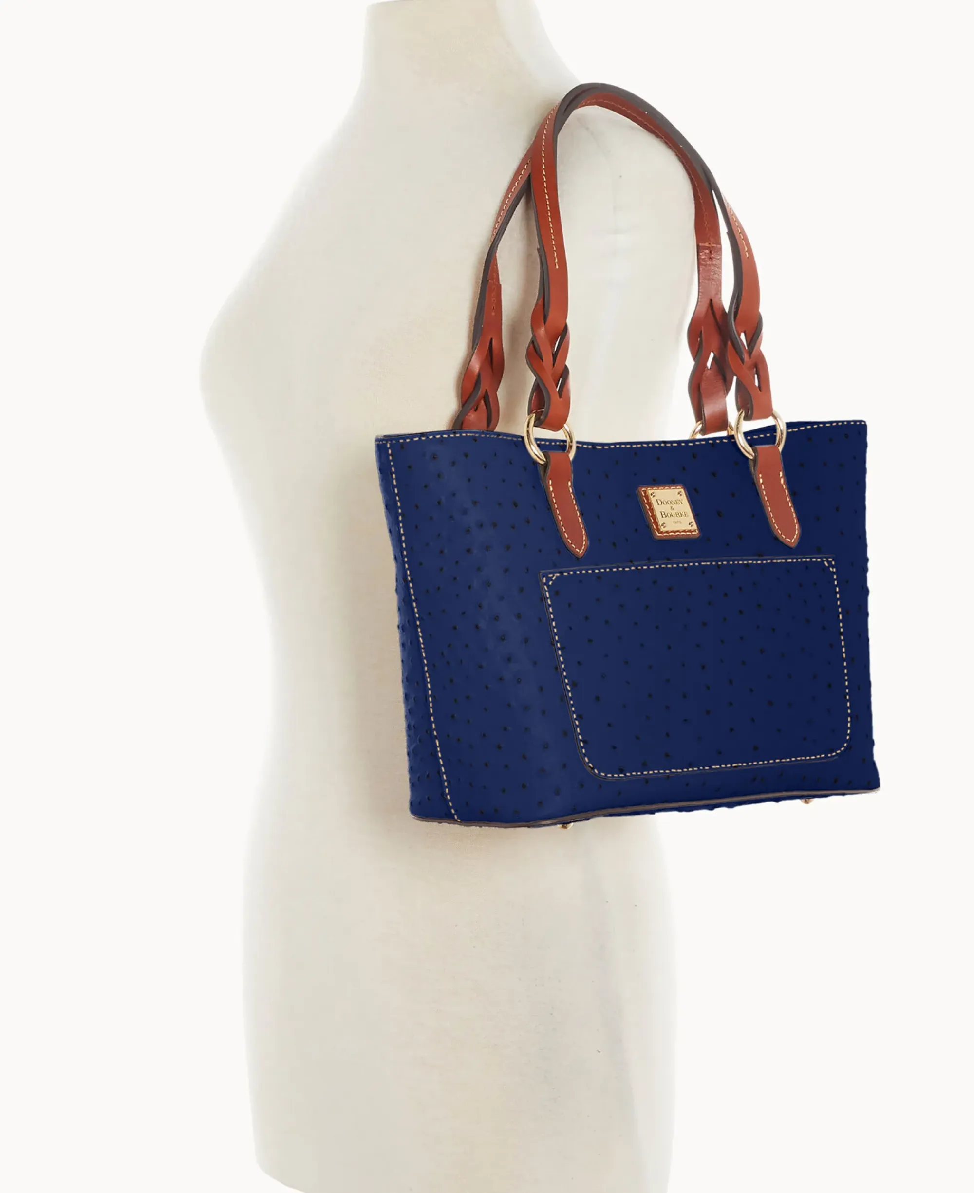 Dooney & Bourke Exotic Leather|Mini Bags<Ostrich Small Gretchen Tote Navy