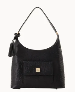 Dooney & Bourke Exotic Leather|Mini Bags<Ostrich Small Hobo Black