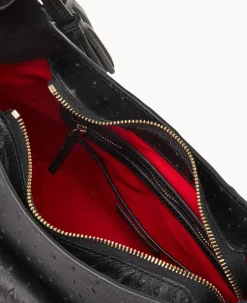 Dooney & Bourke Exotic Leather|Mini Bags<Ostrich Small Hobo Black