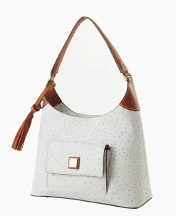 Dooney & Bourke Exotic Leather|Mini Bags<Ostrich Small Hobo Fog