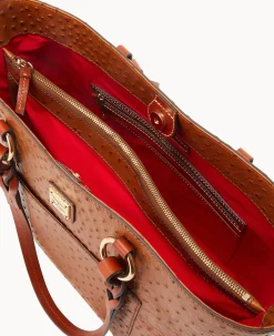 Dooney & Bourke Exotic Leather|Shoulder Bags<Ostrich Tammy Tote Caramel