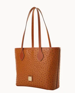 Dooney & Bourke Exotic Leather|Shoulder Bags<Ostrich Tote Caramel