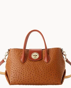 Dooney & Bourke The Ostrich Turnlock Collection|Picnic in the Park<Ostrich Turnlock Handle Tote 30 Caramel