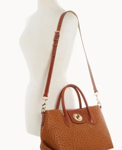 Dooney & Bourke The Ostrich Turnlock Collection|Picnic in the Park<Ostrich Turnlock Handle Tote 30 Caramel