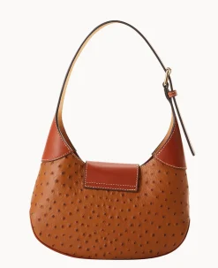 Dooney & Bourke The Ostrich Turnlock Collection|Picnic in the Park<Ostrich Turnlock Hobo 26 Caramel