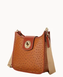 Dooney & Bourke The Ostrich Turnlock Collection|Exotic Leather<Ostrich Turnlock Messenger 28 Caramel