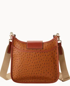 Dooney & Bourke The Ostrich Turnlock Collection|Exotic Leather<Ostrich Turnlock Messenger 28 Caramel