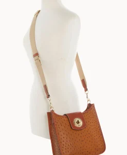 Dooney & Bourke The Ostrich Turnlock Collection|Exotic Leather<Ostrich Turnlock Messenger 28 Caramel