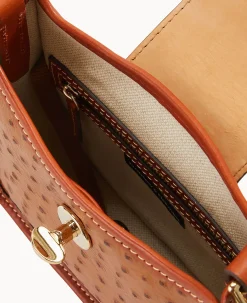 Dooney & Bourke Exotic Leather|Travel<Ostrich Turnlock Messenger 20 Caramel