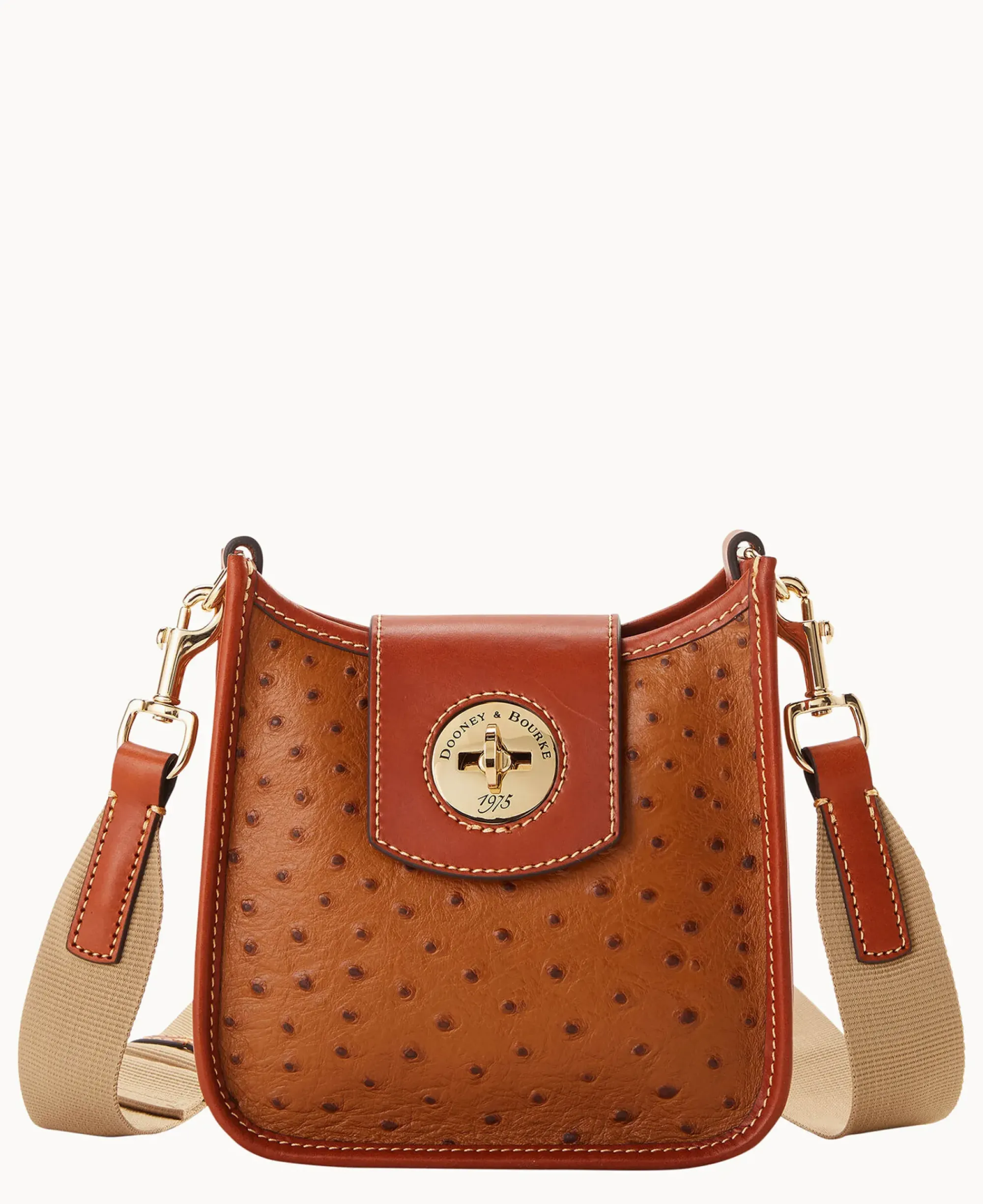 Dooney & Bourke Exotic Leather|Travel<Ostrich Turnlock Messenger 20 Caramel